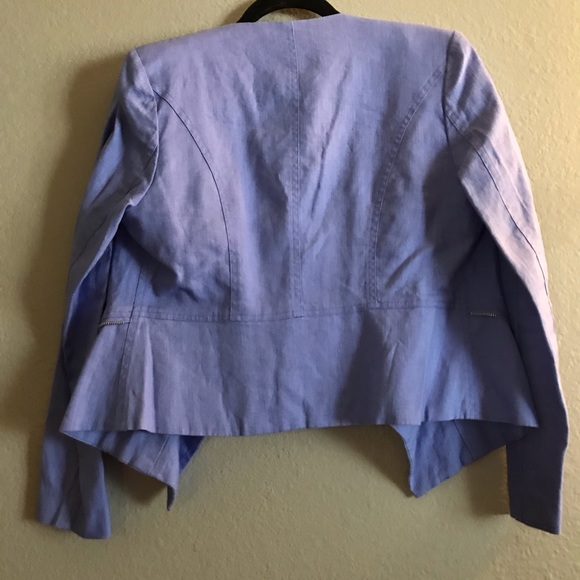 Periwinkle Structured Blazer with Ruffle Front - Picture 2 of 3